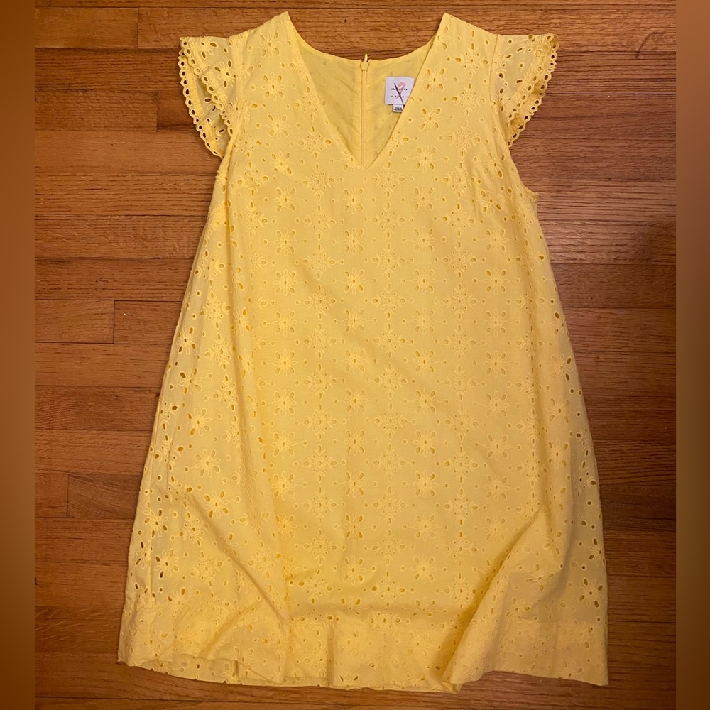 The Nines by HATCH Yellow Eyelet Mini Dress